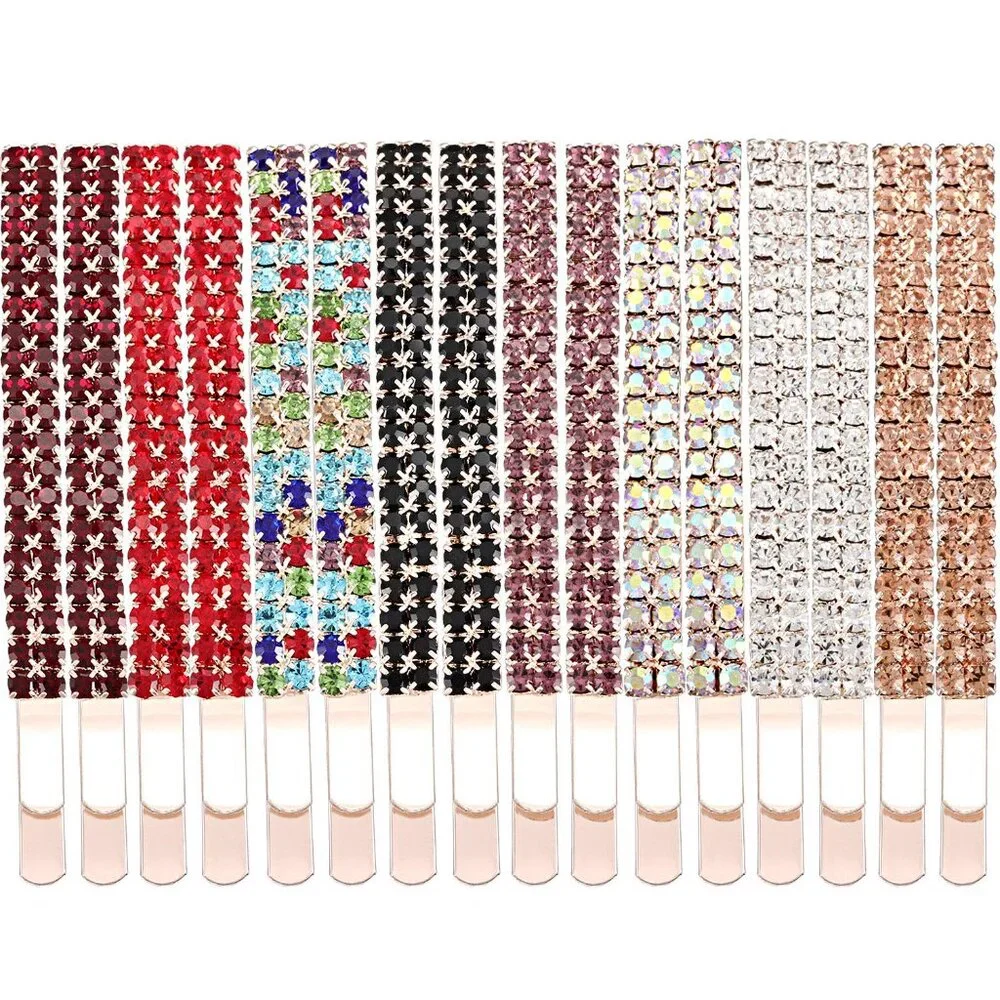 16 Pieces Rhinestone Bobby Pins Double Row Decorative Fancy Hair Clips Hair Barr